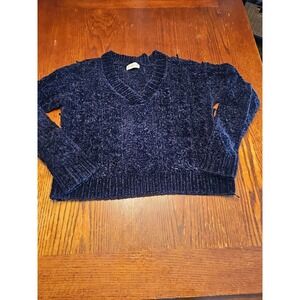 Altar'd State Chenille Eversoft‎ V Neck Knit Sweater Size Small Black (A572)